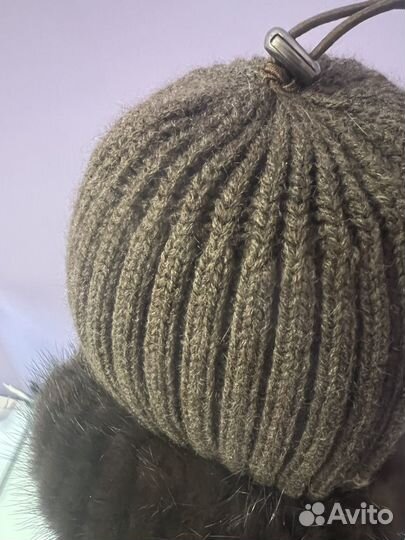 Шапка норковая с помпоном съемным