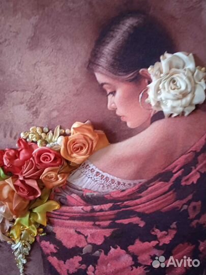 Картина вышитая шелковыми лентами