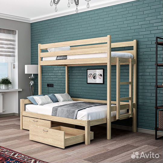 Двухъярусная кровать из дерева