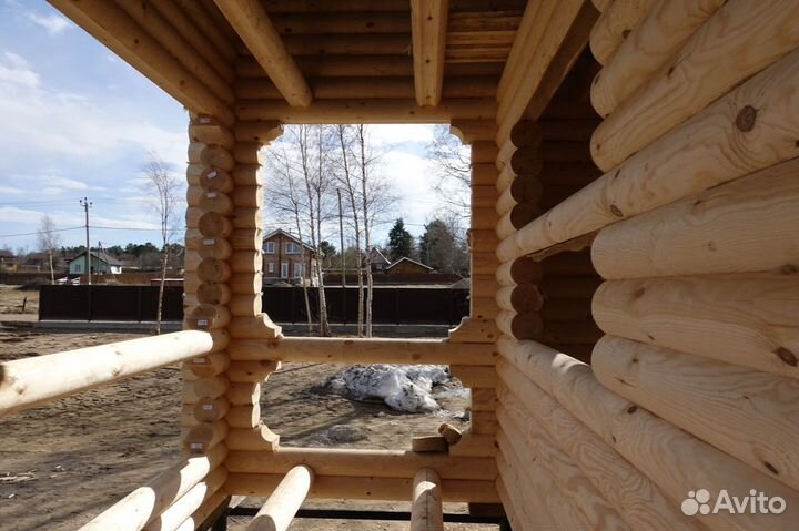 Сруб Дома - Бани 6.0х8.0м полтора этажа с террасой