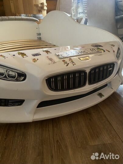 Детская кровать машина BMW бу с матрасом