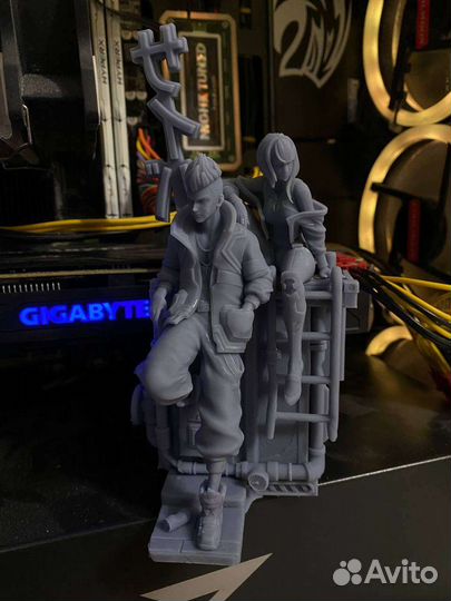 Фигурка Люси и Дэвид Киберпанк 4К 3D печать