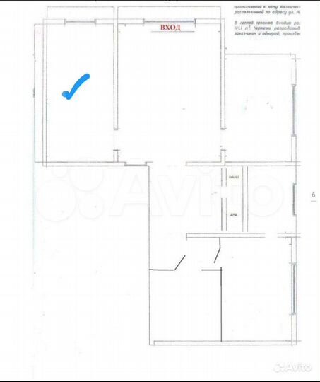 Офис, 17.1 м² (мокрая точка, первая линия)