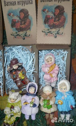 Ватные елочные игрушки в стиле СССР, ретро