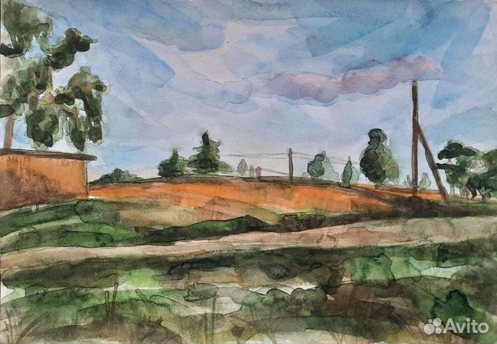 Пейзаж акварель