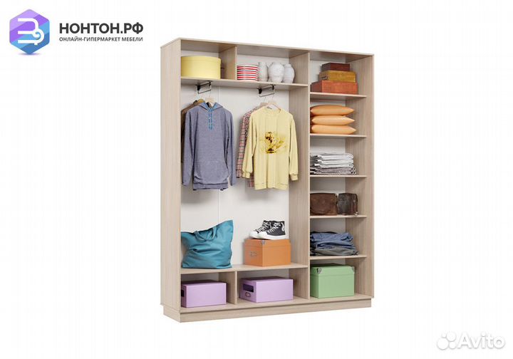 Шкаф-купе трёхдверный Процион с 1 зеркалом ясень ш