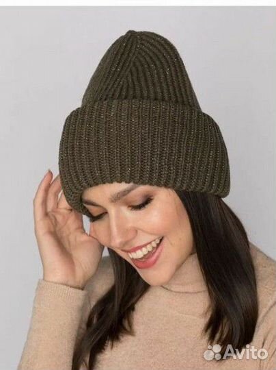 Шапка бини женская демисезон хаки