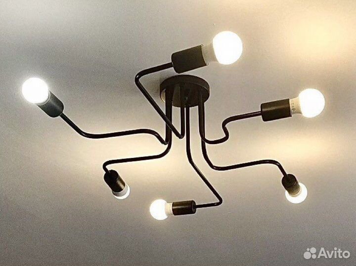 Люстра лофт паук потолочная 6 Рожков на кухню