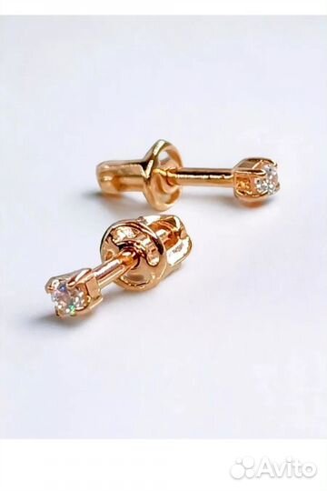 Золотые серьги пусеты гвоздики
