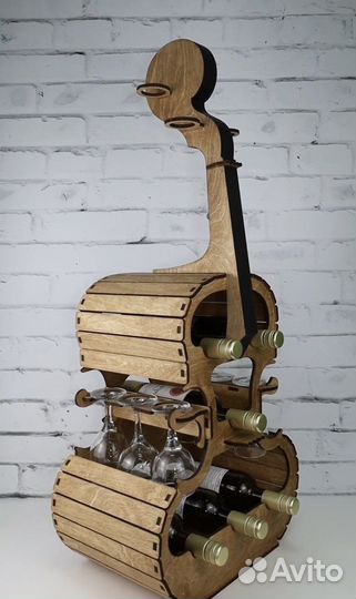 Подставка под вино и бокалы. Мини бар виолончель
