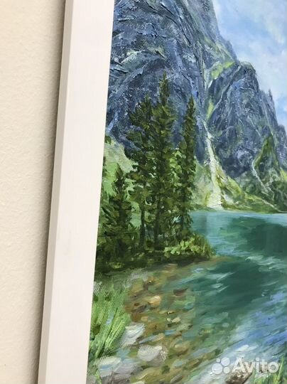 Живопись. Картина маслом 50х40. Горы. Озеро
