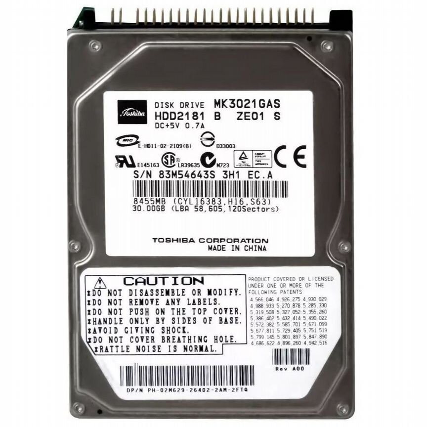 [MK3021GAS] Жесткий Диск Toshiba 30gb Ide 2,5" Hdd Mk3021gas