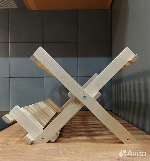 Складная деревянная сушилка для посуды