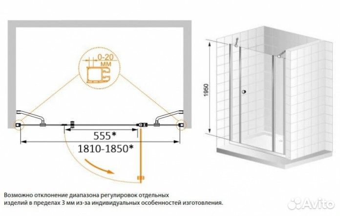 Душевая дверь Cezares elena-W-B-13-80-60/50