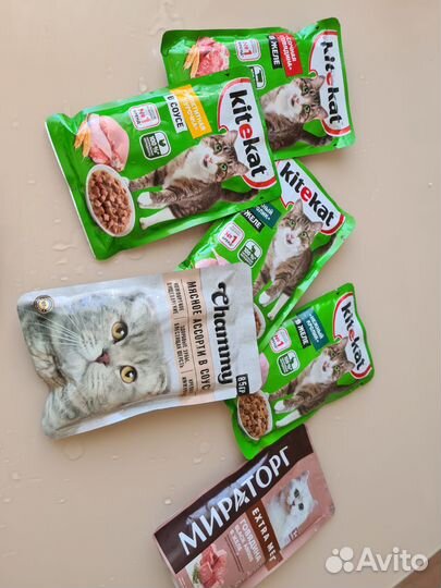 Корм для кошек 36 пакетиков + наполнитель