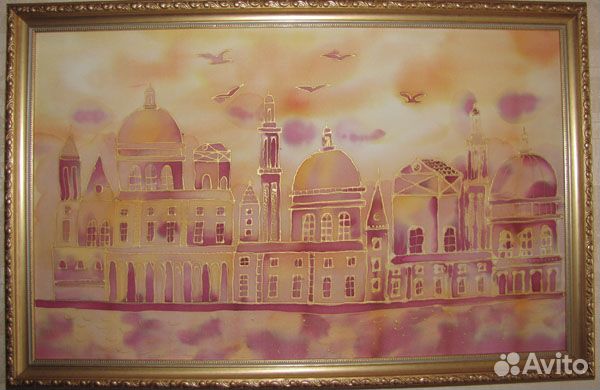 Картина на шелке в раме