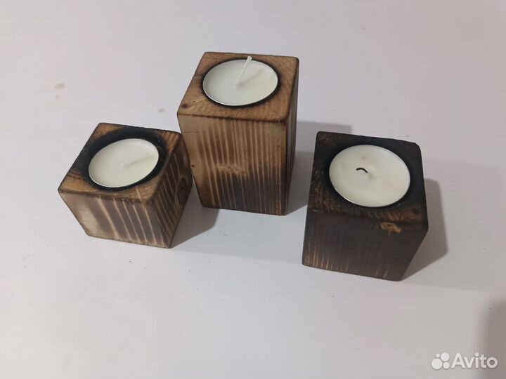 Подсвечник из дерева комплект 3шт