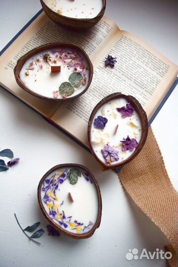 Ароматические свечи в кокосе