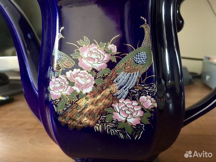 Чайник фарфор Бронница кобальт новый;кофейник