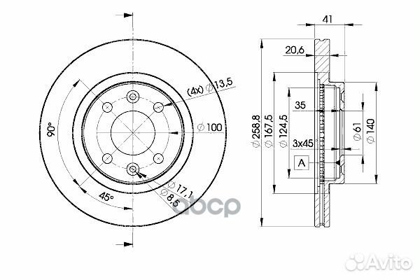 Диск торм. пер. вент. Logan Sandero Megane I