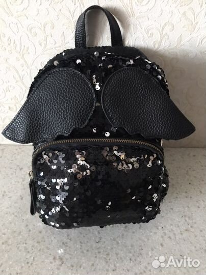 Рюкзак детский с паетками чёрный