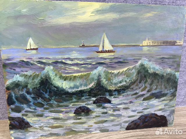 Картина маслом П. М. Коломойцев, Прибой