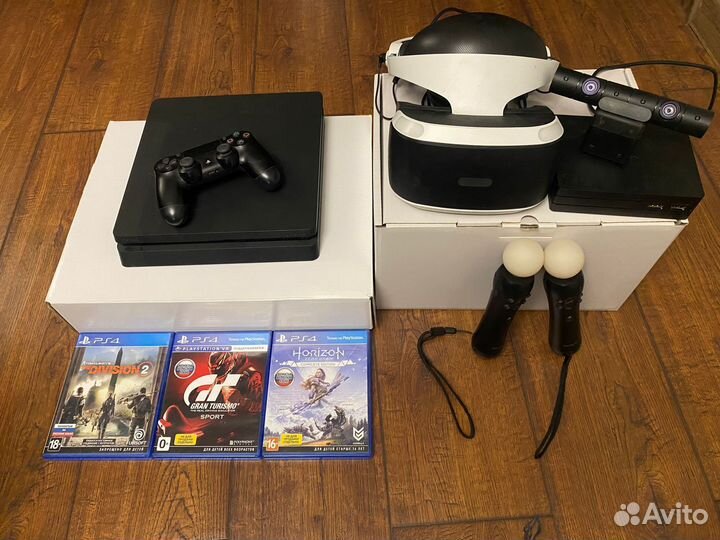 Ps4 slim 1tb с играми + vr комплект