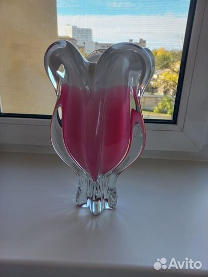 Ваза цветное стекло Чехия