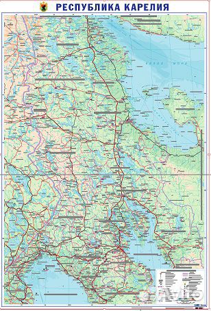 Карта Карелии. Настенная