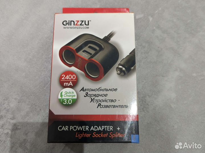 Разветвитель гнезда прикуривателя Ginzzu GA-4816UB