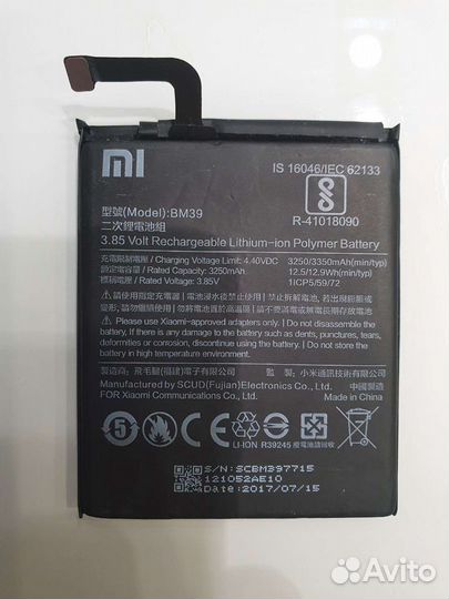 Оригинальный аккумулятор Xiaomi mi6