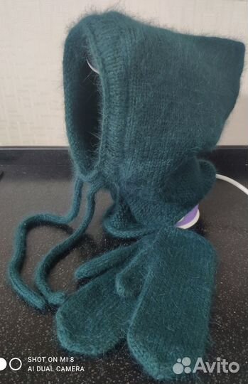 Капор+варежки пух норки