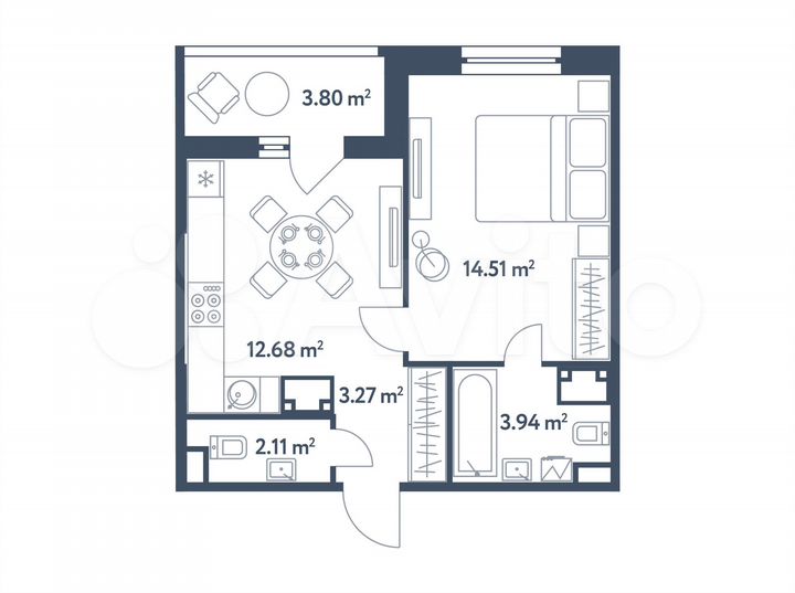 1-к. квартира, 38,4 м², 4/25 эт.