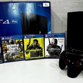 Sony playstation 4 ps4 pro 1tb (коробка, 400 игр)