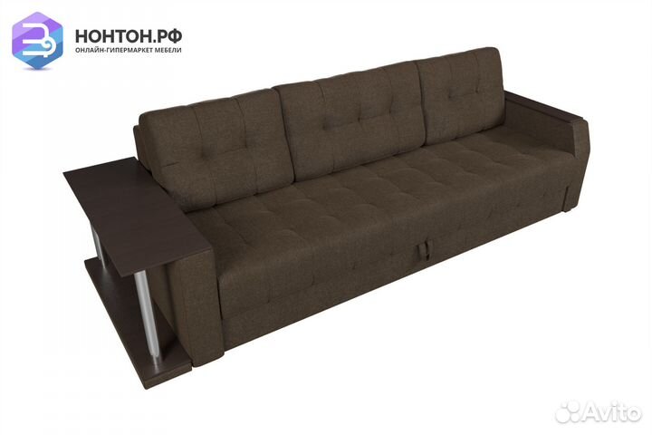 Диван еврокнижка Атлантида с баром рогожка коричне