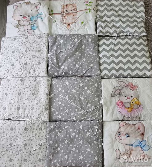 Мягкие бортики в кроватку 12 штук