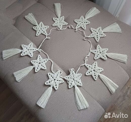 Гирлянда звёзды в технике макраме