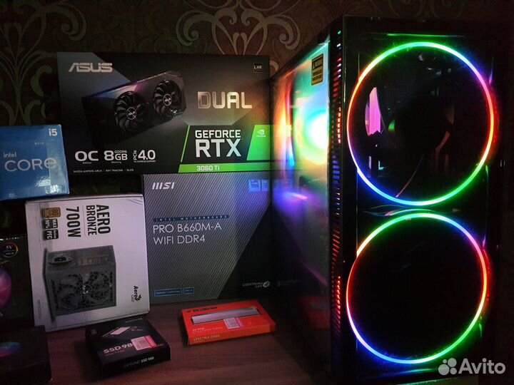 Мощный Gamemax PC Black Hole RTX3060Ti+ i5 12400