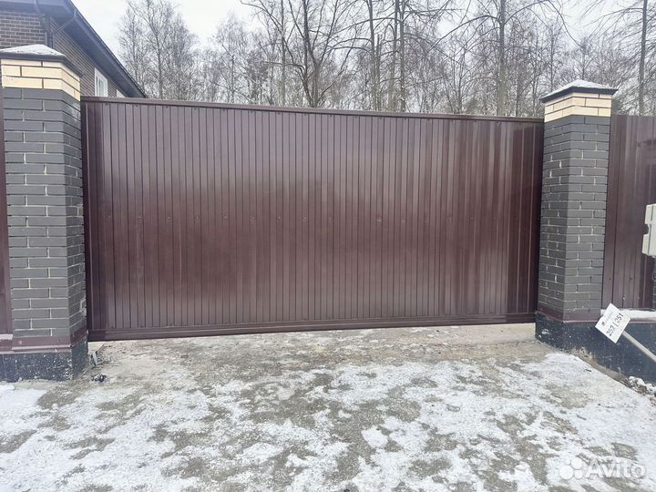 Установка откатных ворот