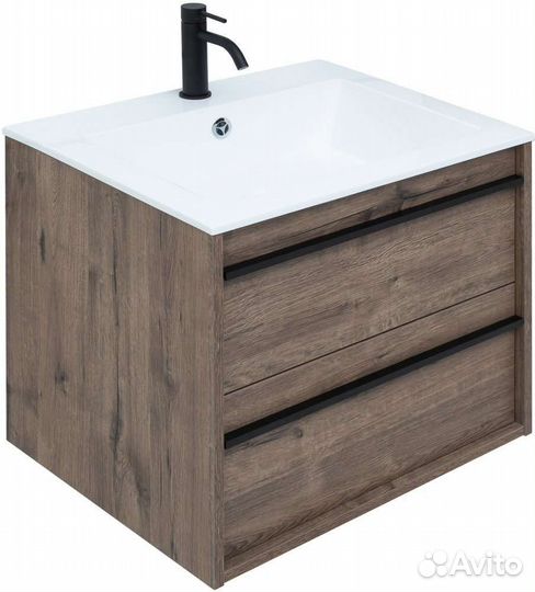 Тумба с раковиной Aquanet Lino дуб Веллингтон