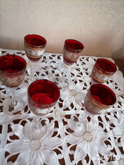 Рюмки из красного стекла Чехословакия