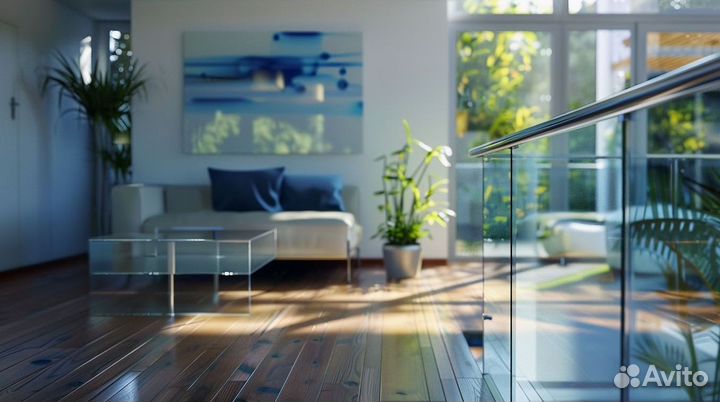 Ограждения для лестниц из стекла