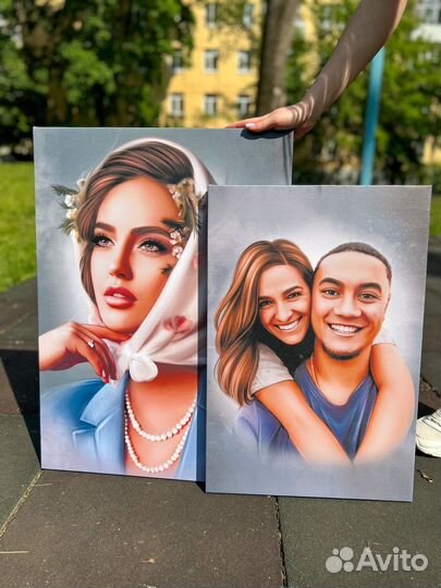 Портрет по фото на холсте