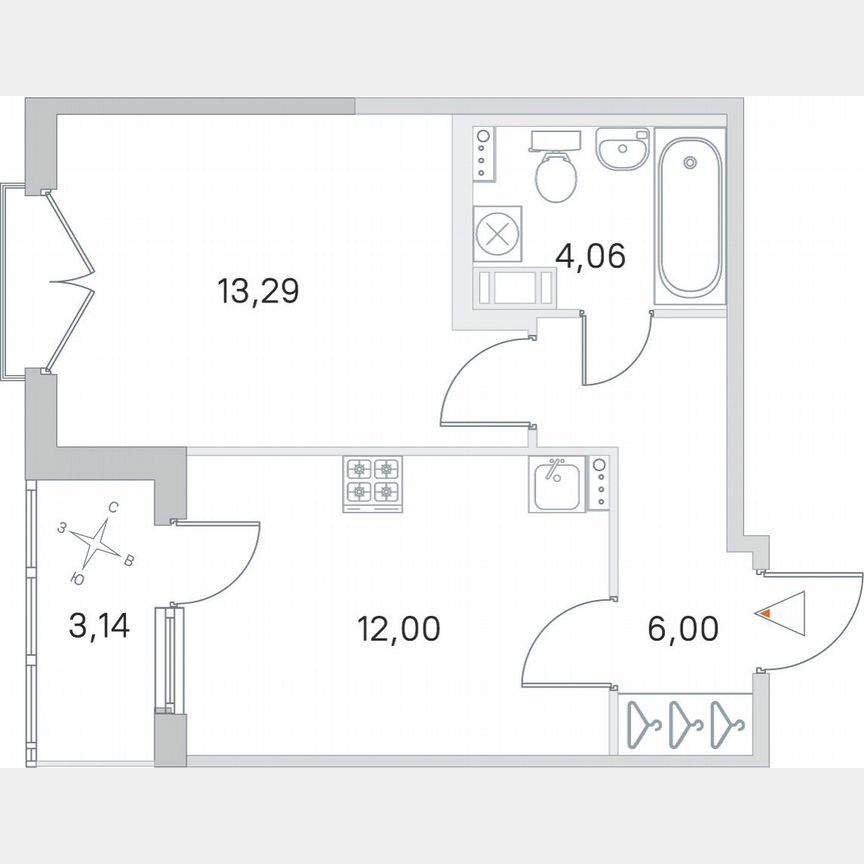 1-к. квартира, 36,9 м², 4/4 эт.