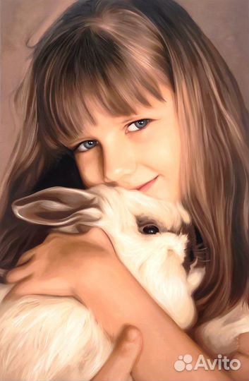 Портреты по фото красками на холсте