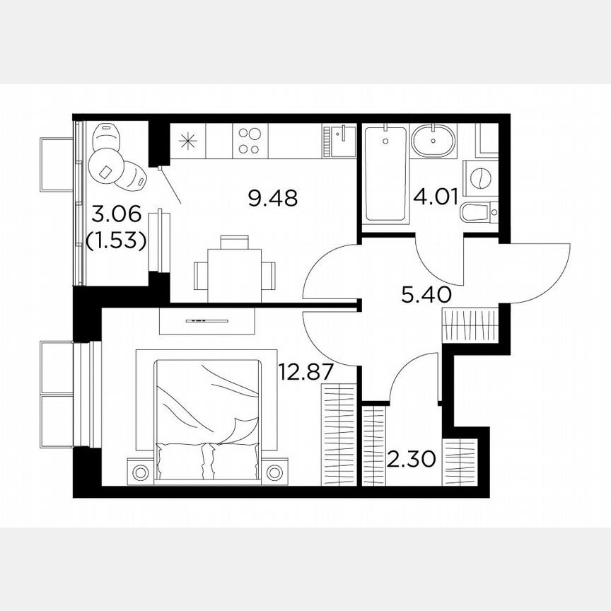 1-к. квартира, 35,6 м², 4/15 эт.