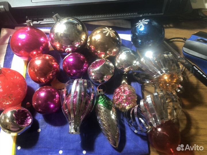 Новогодние игрушки набор из 15 шт.ссср. Стекло