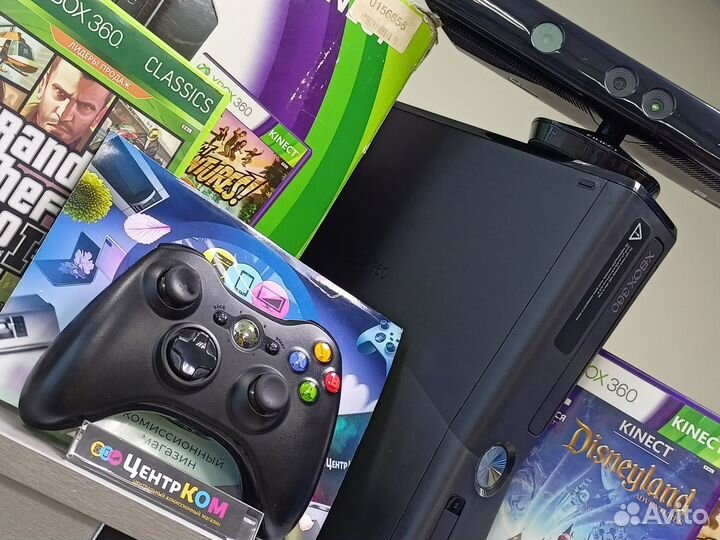 Игровая приставка xbox360 Slim + кинект + 6 игр