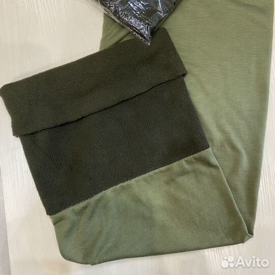 Шарф-снуд двухслойный, труба, флис, хаки