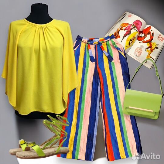 Топ Zara и льняные брюки Италия S